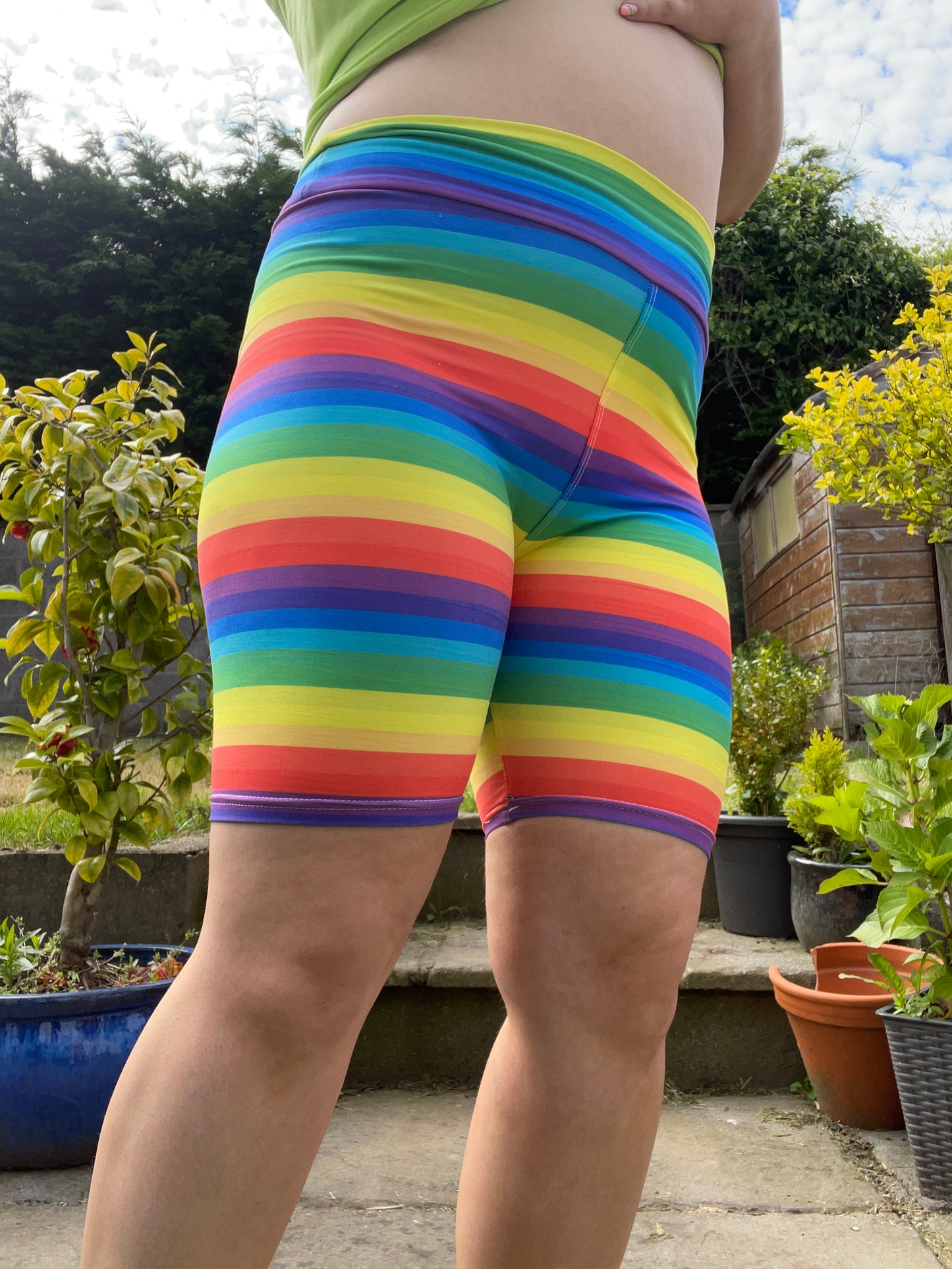 Rainbow Stripe Yoga Shorts - Kids